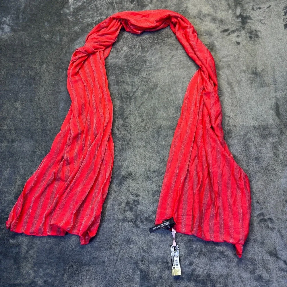 NWT Victoria's Secret Supermodel Essentials Scarf Red Metallic Stripe